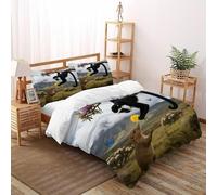 DICVXST 3D Monkey Animal Parure De Lit pour Garçon Et Adolescent 3 Pièces en Microfibre avec 2 Taies d'oreiller avec Fermeture Éclair King（220x240cm）