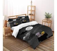 DICVXST 3D Snoopy et Woodstock Moon Parure De Lit Filles 3 Pcs Décoration De Chambre À Coucher avec 2 Taies d'oreiller avec Fermeture Éclair Double（200x200cm）