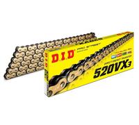 DID 520 VX3 Standard Chaîne De Moto X-Ring Maillon À Rivet Or/Noir 116 Maillons