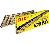 DID Chaîne en X avec maillons de connexion - Or - 124 maillons - Série VX - Haute performance - 525VX3G124ZB