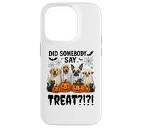 Did Somebody Say Treat Ghost Dogs Lovers Funny Halloween Coque pour iPhone 14 Pro