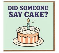Did Someone Say Cake? Carte d'anniversaire amusante avec illustration de gâteau de dessin animé et bougie pour les amoureux