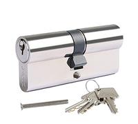DIDA® 90mm Euro Barrel Lock 45/45 Door Barrel Lock with Key UPVC Door Lock Barrel Profile Lock with 3 Keys Anti-Pick Anti-Bump Anti-Drill Euro Cylinder Lock High Security Nickel Finish BS EN 1303:2005