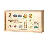 Dida - Domino Animaux de la Forêt. Lions, Hippos, Crocodiles, Serpents, éléphants illustrés dans Domino Jeu de Plateau avec des tuiles et boîte en Bois pour Les Enfants.