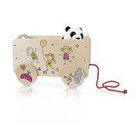 Dida - Enfants Joyeux, Chariot en Bois à Tirer, Porte-Jouets à Roues pour Enfants de 2 3 4 Ans, Méthode Montessori Jeux Éducatifs et Amusants