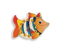 Dida - Horloge Murale en Bois Enfant - Poisson - Horloge en Bois pour Chambre d'enfant