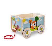 Dida - Le Renard, Chariot en Bois à Tirer, Porte-Jouets à Roues pour Enfants de 2, 3, 4 Ans, Méthode Montessori Jeux Éducatifs et Amusants