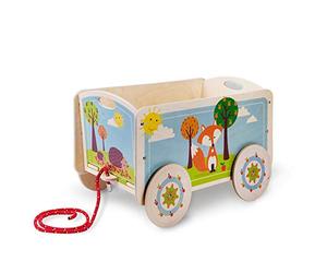 Dida - Le Renard, Chariot en Bois à Tirer, Porte-Jouets à Roues pour Enfants de 2, 3, 4 Ans, Méthode Montessori Jeux Éducatifs et Amusants