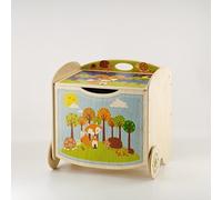 Dida - Renard, Pouf de Rangement Multifonction en Bois pour Enfants: Boîte à Jouets et Coffre, Idéal pour Chambres d'Enfants, Crèches et Maternelles