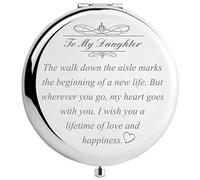 DIDADIC Cadeau de Mariage pour Fille de la Part de Maman, Papa, Cadeau de mariée pour Le Jour du Mariage, Miroir de Maquillage gravé pour Souvenir de Mariage (Cadeau de Mariage Fille)