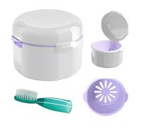 DIDATOOL Cadeau Femme, Boite a Dentier Nuit, Etui pour Dentier avec Couvercle, Étui pour Prothèses Dentaires avec Panier de Rinçage Amovible, Boite pour Appareil Dentaire (Blanc)