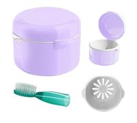 DIDATOOL Cadeau Femme, Boite a Dentier Nuit, Etui pour Dentier avec Couvercle, Étui pour Prothèses Dentaires avec Panier de Rinçage Amovible, Boite pour Appareil Dentaire (Violet)