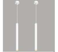 Diday 2pcs Suspension Luminaire Moderne,Lampe à suspension LED Projecteur Lustre Luminaire Spotlight Blanc,Lumière Chaude,Ø3*30cm