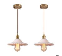 Diday 2x Lustre Industriel,Lampe Suspension Vintage Abat-jour en Verre Design Parapluie Luminaire Plafonnier Style Nordique,Blanc