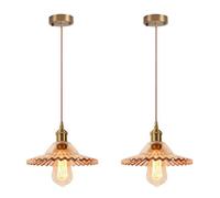 Diday Lot de 2 Lustre Suspension Vintage,Lampe Luminaire Industriel en Verre Abat-jour Design Parapluie E27 Plafonnier Rétro,Ambre