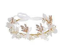 Didder Diadème de fleurs pour filles et femmes - Serre-tête couronne avec perles de cristal - Accessoires de cheveux pour mariée
