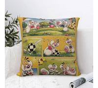 Diddl And Diddlina Housse de coussin vintage pour canapé Décoration de la maison Housse de coussin Polyester Motif taies d'oreiller Cadeau