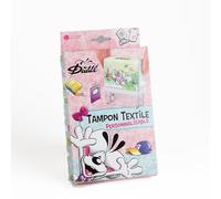 Diddl Kit Tampon Textile Personnalisable, Kit Complet avec Lettres, Motifs, 14 Étiquettes Thermocollantes en 7 Designs, 20 Étiquettes Lavables, Collection Diddl