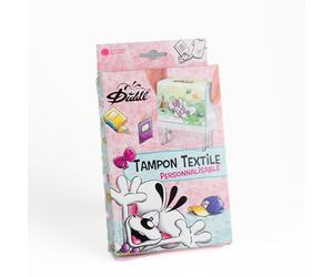 Diddl Kit Tampon Textile Personnalisable, Kit Complet avec Lettres, Motifs, 14 Étiquettes Thermocollantes en 7 Designs, 20 Étiquettes Lavables, Collection Diddl
