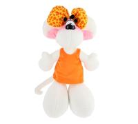 Diddl - Peluche Diddlina en Robe Orange 30cm - Peluche Souris Années 90 - Doudou Vintage Mignonne - 100% Recy et Écoresponsable - Jouet Doux Idée Cadeau Enfant & Fan