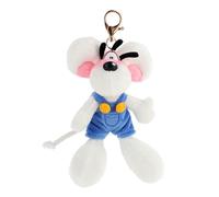 Diddl - Porte-clés peluche en Salopette Bleue 15cm - Peluche Rétro Années 90 à Accrocher - Accessoire 100% Recyclé Écoresponsable - Idée Cadeau Originale Enfant & Collectionneur