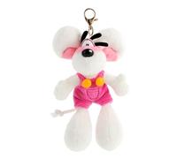 Diddl - Porte-clés Peluche en Salopette Rose 15cm - Peluche Années 90 à Accrocher - Accessoire 100% Recyclé Écoresponsable - Idée Cadeau Mignon Enfant & Fan Vintage