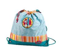 Diddl Sac de Gym, Bleu, A Cordon, Motif Fleurs et Rayures Orangées, Léger, avec Charm, Idéal Activités Sportives, Collection