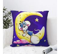 Diddl Sleep On The Moon Taie d'oreiller en polyester Taie d'oreiller Housse de coussin Kawaii Design Taies d'oreiller pour canapé Décoration de la maison