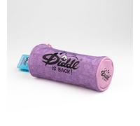DIDDL - Trousse Diddl - Mauve et Rose 20x8,5 cm - Trousse Scolaire Ronde avec Logo Diddl sur Le Devant et sur Les Côtés - Idéale pour Stylos, Crayons et Accessoires
