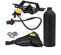 DIDEEP Mini Réservoir de Plongée 1L Ensemble Complet avec Soupape Décharge Sangle Lunettes Support 15-20 Min Plongée sous-Marine Noir