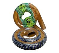 Didgeridoo de voyage en spirale fait à la main - Bois de manguier sculpté à la main - Design circulaire compact de 28 cm avec points uniques peints à la main - Son professionnel authentique par