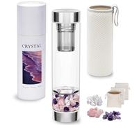 DiDiBirDi Bouteille d'eau en cristal avec infuseur à thé en cristal et cristaux de quartz rose amovibles, pierres précieuses réutilisables, 500 ml
