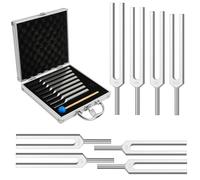 DiDiBirDi Lot de 8 diapasons pour yoga - Fréquence des chakras (256 Hz, 288 Hz, 320 Hz, 341,3 Hz, 384 Hz, 426,6 Hz, 480 Hz, 512 Hz) avec étui en aluminium