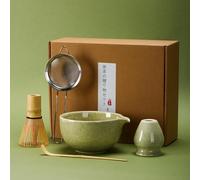 DiDiBirDi Service à thé matcha 5 pièces, ensemble de fouet à matcha japonais, bol à matcha, fouet à matcha en bambou (Chasen), cuillère (Chashaku), porte-fouet, tamis en acier inoxydable