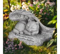 DiDiBirDi Statue monument funéraire pour chat - Pierre commémorative pour chat - Pierre avec ailes d'ange - Cadeau de perte d'animaux de compagnie - Décoration de jardin en plein air