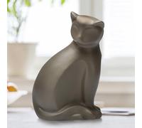 DiDiBirDi Urne en céramique pour chat, boîte de crémation pour animaux de compagnie, urne décorative pour chat pour cendres, urnes pour chat marron pour cendres adaptées aux chats de petite à moyenne