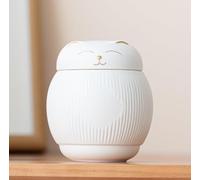 DiDiBirDi Urne en céramique pour chat, Urne pour animaux, Boîte commémorative pour animaux de compagnie, Urne pour chat pour cendres, Urne pour chat blanc pour cendres (4 kg)