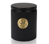 DiDiBirDi Urne funéraire pour cendres pour chien, 15 kg, avec plaque métallique pour empreintes de pattes, en céramique, noire, pour cendres