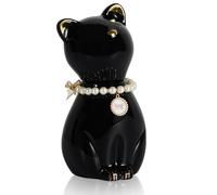 DiDiBirDi Urne pour cendres de chat, Urne pour chat, Urne pour cendres de chat, Urne pour animaux de compagnie noir pour cendres, Urne pour animaux pour chat avec collier de chat (8 kg)