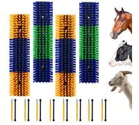 DiDiBirDi Vieh - Lot de 4 brosses à gratter pour le dos des animaux de la ferme - Brosse à gratter semi-circulaire pour bovins, moutons, chevaux, 16 vis