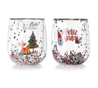 dididudi Lot de 2 verres à vin de Noël à double paroi en verre pour l'hiver, tasses à café en forme d'arbre de Noël, cadeau pour femmes, hommes, enfants