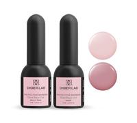 DIDIER LAB - Fiber Base Coat Vernis Milky Pink & Nude Set - Base Gel Fortifiant pour Ongles avec Vitamines et Minéraux - Vernis Gel UV Flexible avec Formule Fibres Auto-nivelante - 2x10ml