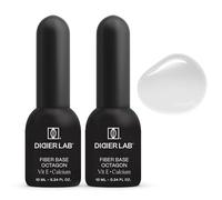 DIDIER LAB - Fiber Base Coat Vernis Semi Permanent Octagon Set - Base Gel Fortifiant pour Ongles avec Vitamines et Minéraux - Vernis Gel UV Flexible avec Formule Fibres Auto-nivelante - 2x10ml