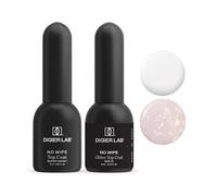 DIDIER LAB Gel Top Coat Set - Super Shiny & Glitter Gold - Formule No Wipe Longue Durée - Fini Or Brillant et Scintillant - Top Coat Résistant aux Rayures pour une Manucure Longue Tenue - 2×10 ml