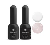 DIDIER LAB Gel Top Coat Set - Super Shiny & Glitter Silver - Formule No Wipe Longue Durée - Fini Argent Brillant et Scintillant - Top Coat Résistant aux Rayures pour une Manucure Longue Tenue -2×10 ml