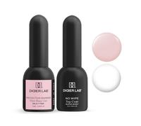 Didier Lab- Premium Fiber Base Coat Vernis Semi Permanent Milky Pink et Top Coat Semi Permanent Shiny - Vernis à Ongles Semi Permanent - Vernis Gel UV Semi Permanent - Gel Polish Ongle UV
