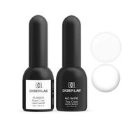 Didier Lab- Rubber Base et Top Coat Vernis Semi Permanent - Gummy Base Gel UV Ongles Light White - No Wipe Top Coat Semi Permanent Brillant - Vernis Semi Permanent Blanc Laiteux - Vernis Gel UV LED
