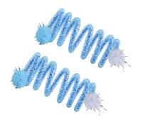 DIDILLX Lot de 2 bobines colorées à ressort avec balle en peluche pour chat - Jouet à mâcher pour l'intérieur et l'extérieur - Stimulant la curiosité et les chats curieux