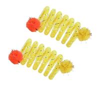 DIDILLX Lot de 2 bobines colorées à ressort avec balle en peluche pour chat - Jouet à mâcher pour l'intérieur et l'extérieur - Stimulant la curiosité et les chats curieux