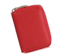 DIDILLX Porte-cartes de crédit avec blocage RFIDS - Accordéon - Taille compacte - En cuir synthétique - Fermeture éclair - Porte-cartes de crédit, Rouge, Beauté de masse